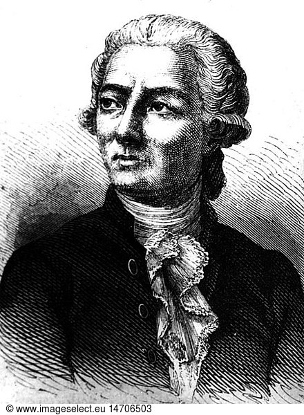 Lavoisier  Antoine Laurent  26.8.1743 - 8.5.1794  French chemist  portrait  wood engraving
