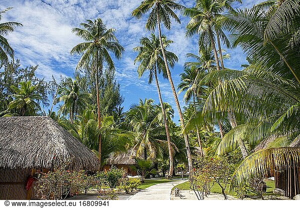 Le Bora Bora by Pearl Resorts ist ein Luxusresort auf der Insel Motu Tevairoa  einem kleinen Eiland in der Lagune von Bora Bora  Gesellschaftsinseln  Französisch-Polynesien  Südpazifik.