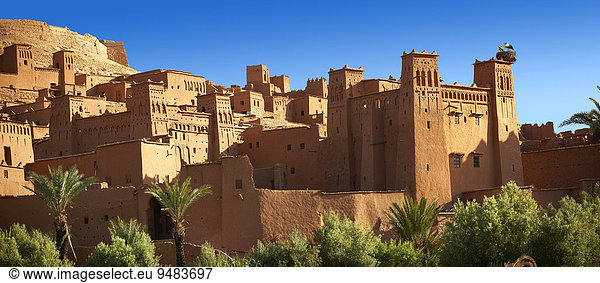Lehmbauten  Ksar oder Berberdorf Aït-Ben-Haddou  Souss-Massa-Draâ  Marokko  Afrika