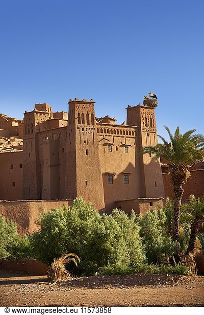 Lehmstein Gebäude der Berber Ksar Ait Benhaddou  Sous-Massa-Dra  Marokko  Afrika