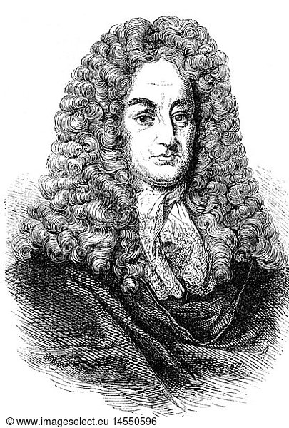 Leibniz  Gottfried Wilhelm  1.7.1646 - 14.11.1716  deut. Universalgelehrter  Portrait  Xylografie  19. Jahrhundert