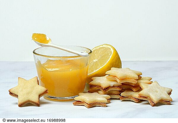 Lemon biscuits and zest with lemon cream  Germany  Europe
