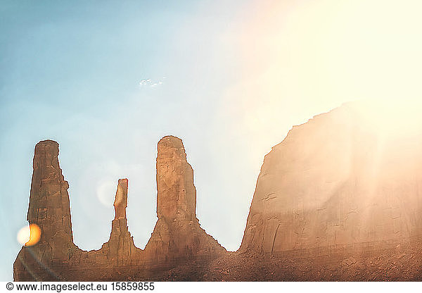 lens flare over sandstone formations  Arizona