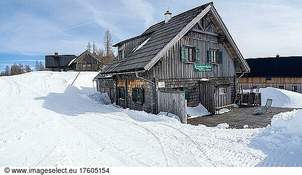 Lenzbauerhütte in winter  Tauplitzalm  Styria  Austria  Europe