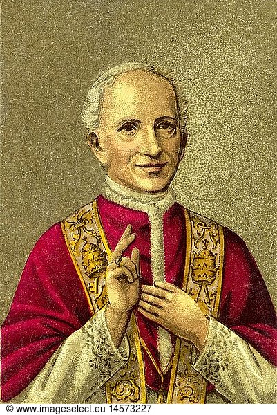 Leo XIII. (Vincenzo Gioacchino Graf Pecci)  2.3.1810 - 20.6.1903  Papst 20.2.1878 - 20.6.1903  MitbegrÃ¼nder Katholische Soziallehre  Halbfigur  Italien  um 1890