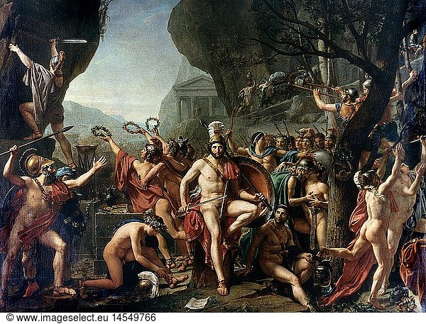 Leonidas I.  KÃ¶nig von Sparta  490 - 480 vChr.  Schlacht um die Thermophylen 480 vChr.  GemÃ¤lde von Jacques Louis David  1814  Louvre