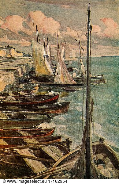 Les barques attaches composition by A. calbet  les musardises  le bois sacre  by edmond rostand  publisher pierre lafitte 1911.