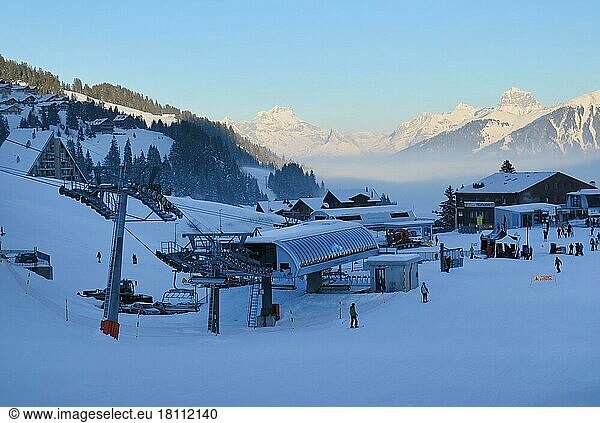 Les Crosets ski lift  Valais  Switzerland  Europe