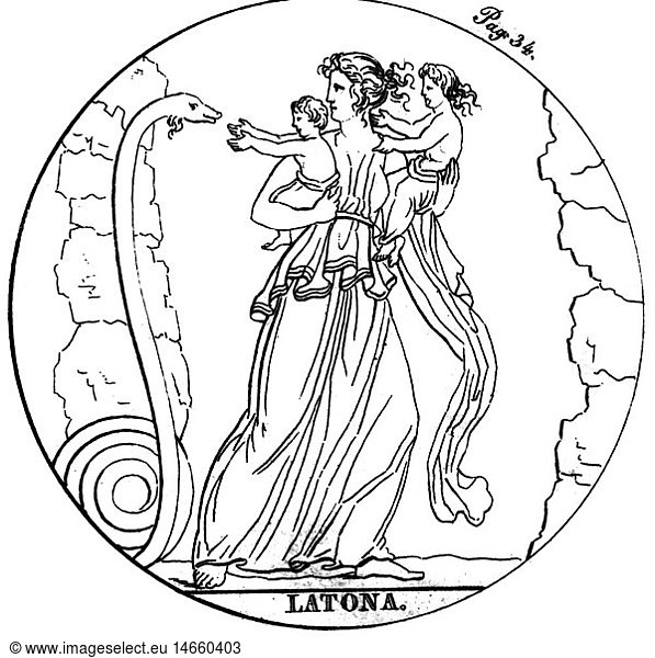 Leto (Latin: Latona) Leto (Latin: Latona), Greek legendary figure, with ...