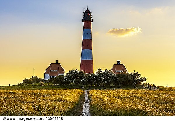 Leuchtturm Westerheversand  Westerhever  Nordfriesland  Schleswig-Holstein  Norddeutschland  Deutschland  Europa