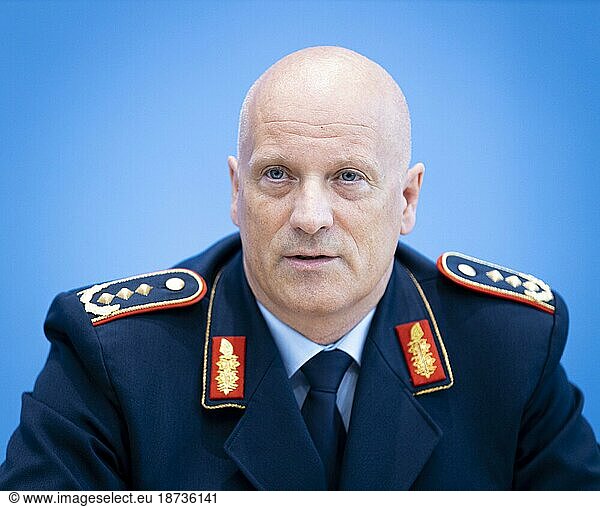 Lieutenant General Ingo Gerhartz  Inspector of the German Air Force  recorded at a federal press conference on the largest redeployment of air forces since NATO came into existence. Berlin  07.06.2023.  Berlin  Germany  Europe