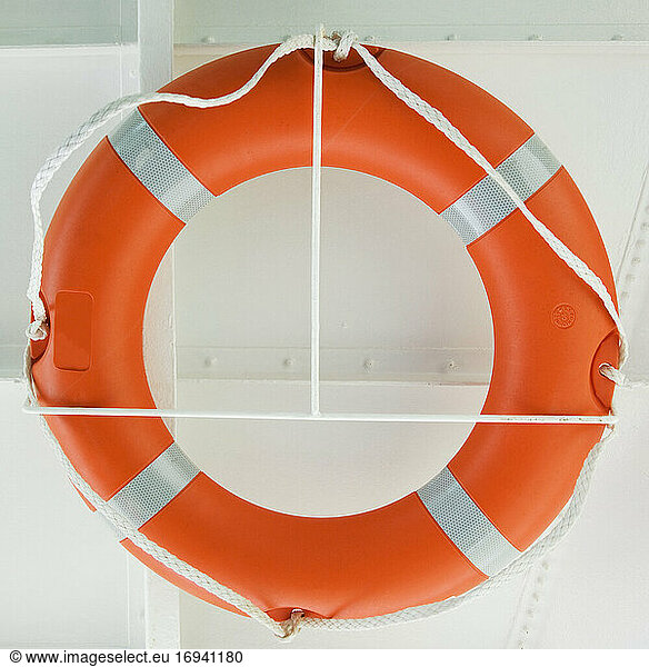 Life ring on the wall of ship.