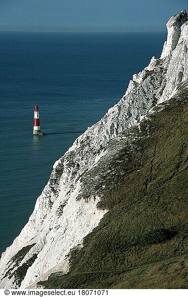 Lighthouse at chalk cliff near Eastbourne  Beachy Head  England  Great Britain  Lighthouse at chalk cliff near Eastbourne  beachy  Head  Great Britain  Europe  sea  landscapes  sceneries