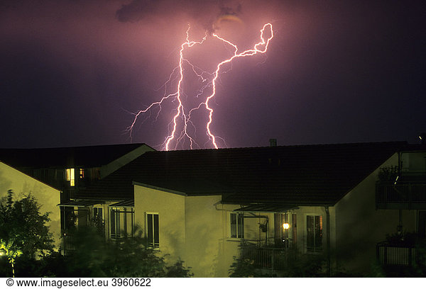 Lightning at a thunderstorm,  Munich,  Bavaria,  Germany,  Europe