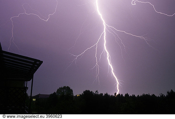 Lightning at a thunderstorm  Munich  Bavaria  Germany  Europe