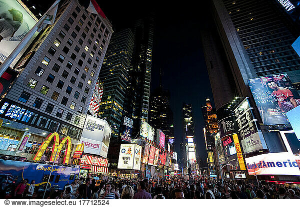 Lights In Times Square  Manhattan  New York  Usa