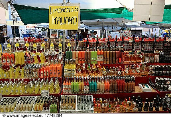 Limoncello and souvenir stall at the market  Campo de Fiori  Rome. Italy