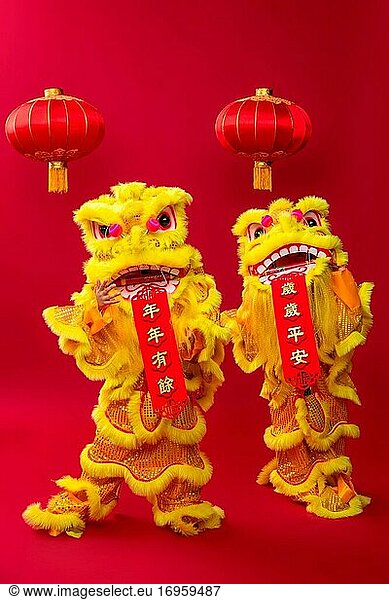 Lion dance celebrating the New Year