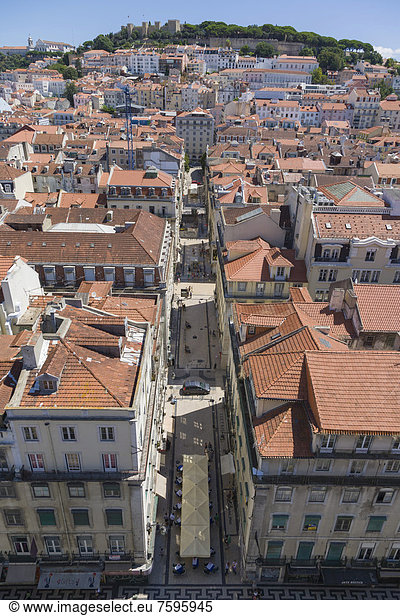 Lissabon Hauptstadt Europa heben Ansicht Terrasse Elevador de Santa Justa Portugal