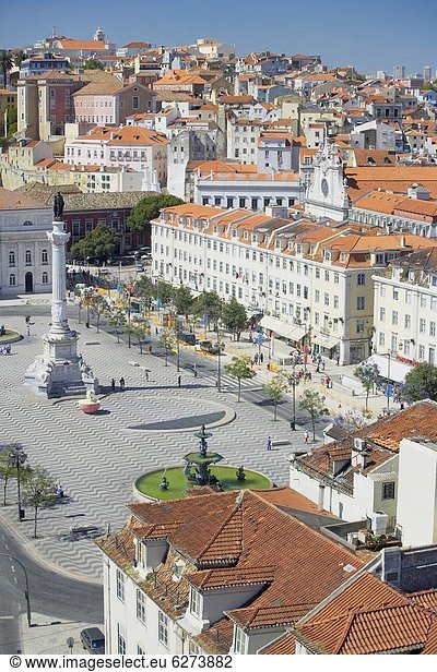 Lissabon  Hauptstadt  Europa  Infusion  Großstadt  Quadrat  Quadrate  quadratisch  quadratisches  quadratischer  Ansicht  Luftbild  Fernsehantenne  Portugal  Rossio  Praça de D. Pedro IV