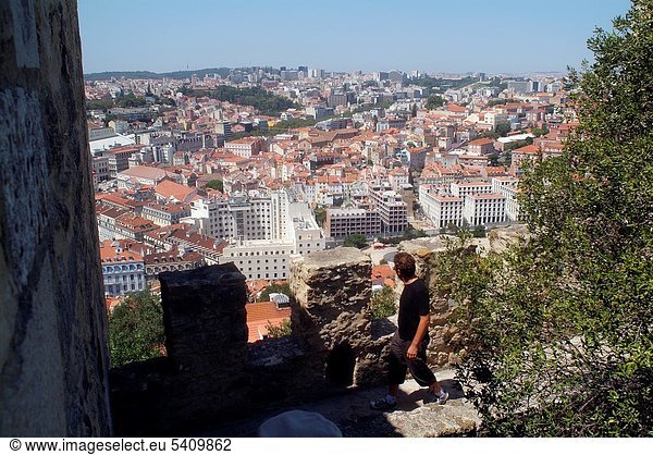Lissabon  Hauptstadt  Europa  Palast  Schloß  Schlösser  Ansicht  Castelo de Sao Jorge  Portugal