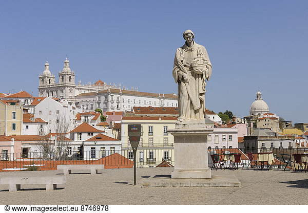 Lissabon  Hauptstadt  Hintergrund  Statue  Alfama  Miradouro  Kloster  Portugal