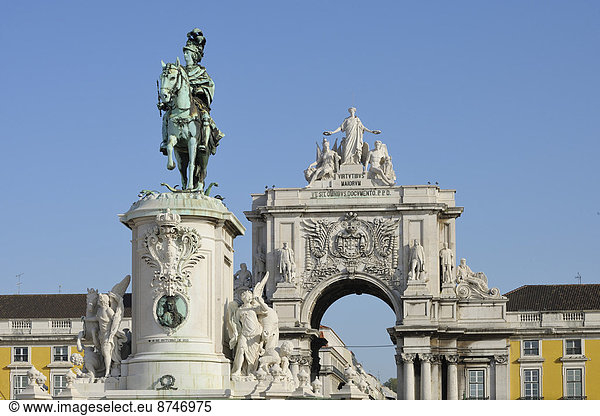 Lissabon  Hauptstadt  Statue  König - Monarchie  Arco  Augusta  Baixa  Portugal