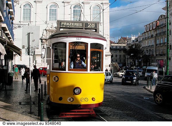 Lissabon Hauptstadt Straßenbahn Baixa Chiado