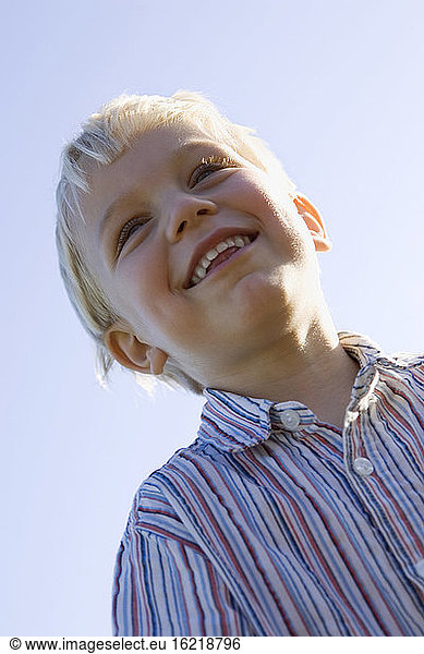 Little boy (2-3) smiling,  portrait