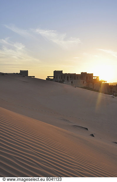 Liwa desert sunset  Empty Quarter  Qasr al Sarab  Abu Dahbi  United Arab Emirates