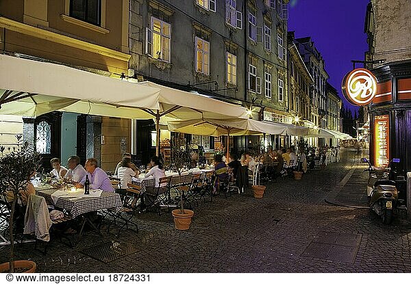 Ljubljana Old Town Stari street Restaurants at night  Slovenia