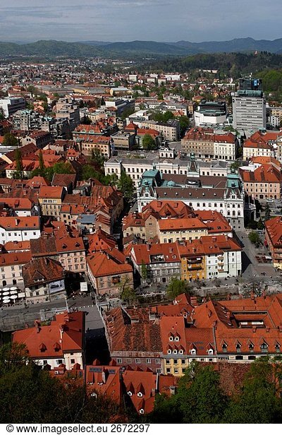 Ljubljana  Stadtzentrum  von Burg von Ljubljana  Slowenien