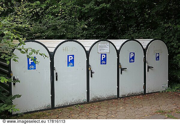 Lockable parking garages for bicycles  bicycle garage  in Münsterland  Germany  Europe