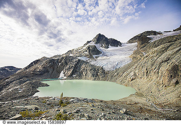 Locomotive Mountain  glacier and alpine lake  B.C. Canada.