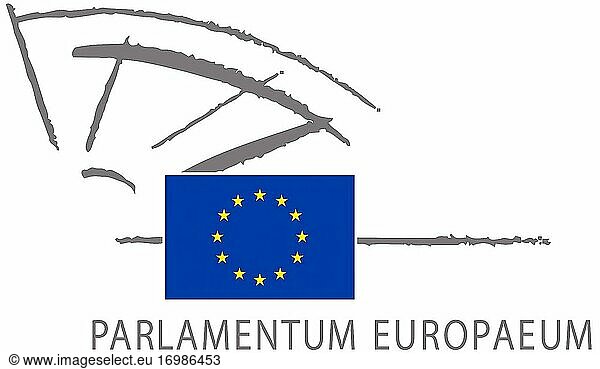 Logo des Europäischen Parlaments mit Sitz in Straßburg. - Frankreich.