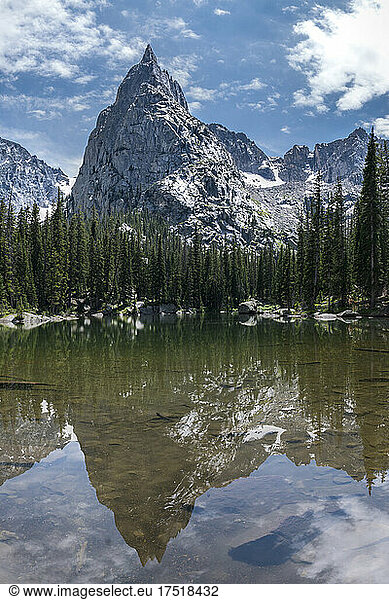 Lone Eagle Peak reflecting in glassy pond