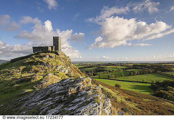 Lonely St. Michael de Rupe Church on the summit of Brentor  Dartmoor National Park  Devon  England  United Kingdom  Europe