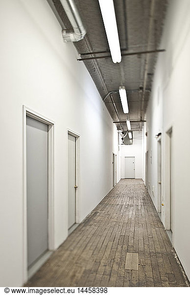 Long Corridor With Closed Doors