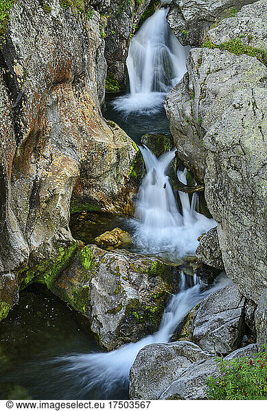 Long exposure of small waterfall in Cottian Alps