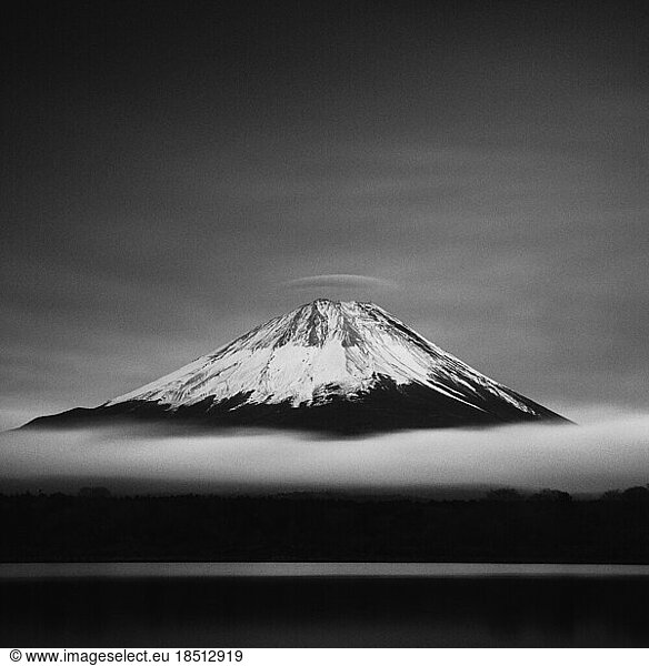 Long exposure shot of clouds over Mount Fuji