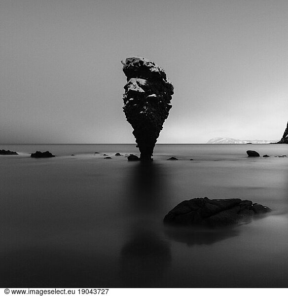 Long exposure shot of Daikoku-iwa sea rock  Yoichi  Hokkaido  Japan