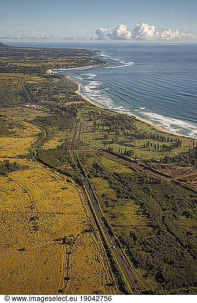 Looking north Rt 56 in Kauai from Helicopter