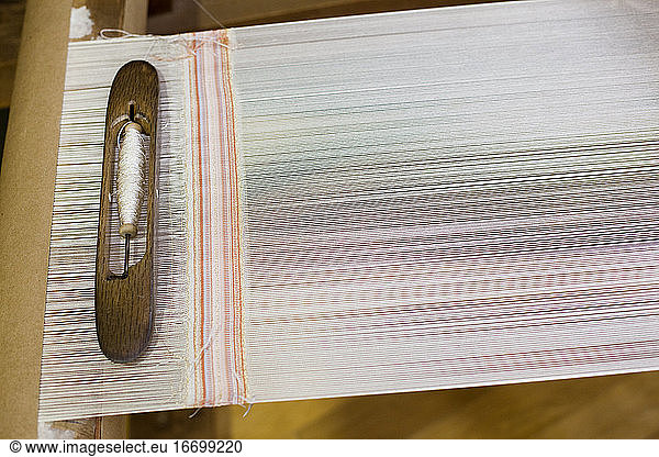 Loom used to weave silk Japanese clothing and accessories