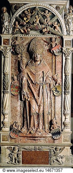 Lorenz von Bibra  + 6.2.1519  German priest  prince-bishop of Wurzburg  12.5.1495 - 6.2.1519  full length  brass  relief  stone  by Tilman Riemenschneider  around 1517 - 1522  Dom  Wurzburg