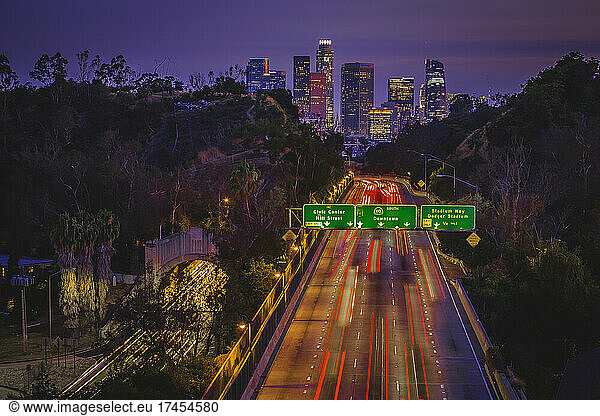 Los Angeles skyline from the 110 freeway