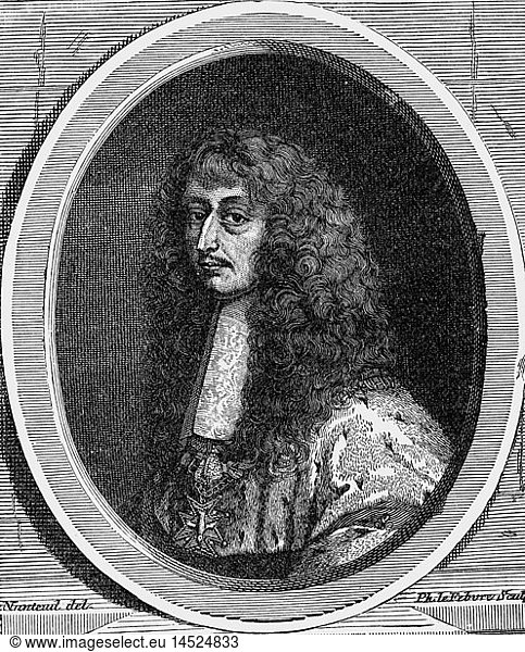 Louis II Prince de Conde 8.9.1621 - 11.12.1686  French general  portrait  copper engraving  17th century