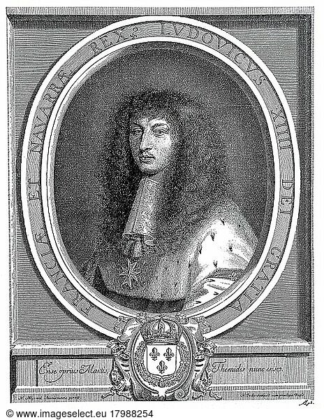 Louis XIV 5 September 1638  reigned  digital improved reproduction of an original year 1880  1 September 1715  known as Louis the Great or Sun King  was a monarch of the House of Bourbon who reigned as King of France from 1643 until his death in 1715