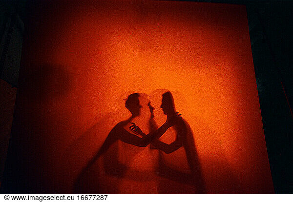 Lovers Shadows at Orange Background