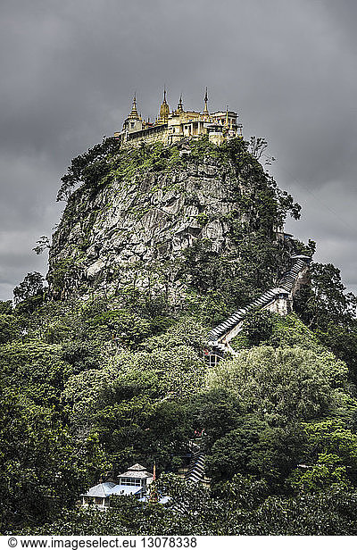 Low angle view of monastery on Mount Popa