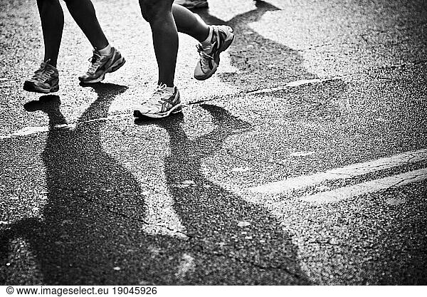 Low angle view of runners at the Herndon Festival 5/10 K race held in Herndon  VA.
